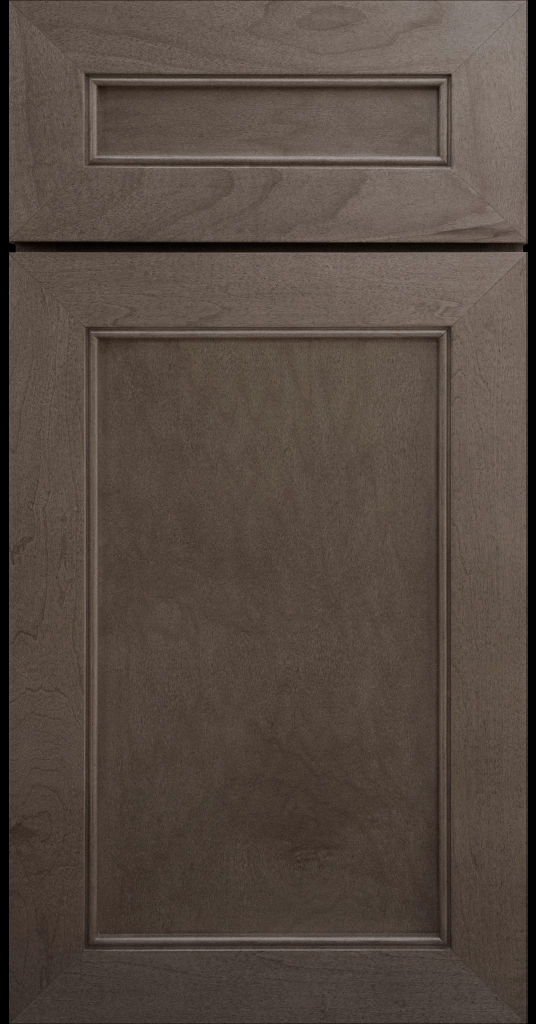 Alpine mitered shaker cabinet in Truffle Stain with a flat center panel & inside bead detail.